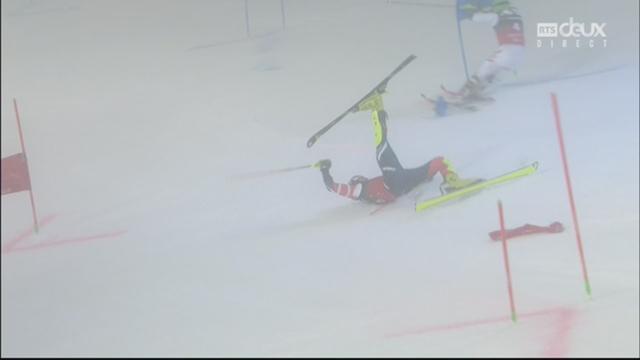 Oslo (NOR), slalom parallèle masculin, demi-finale: grosse chute de Dave Ryding (GBR)