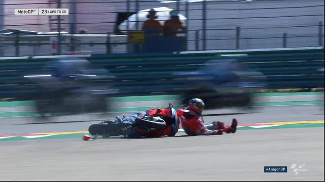 Moto GP, GP d'Aragon: Lorenzo (ESP) chute lors du départ de la course