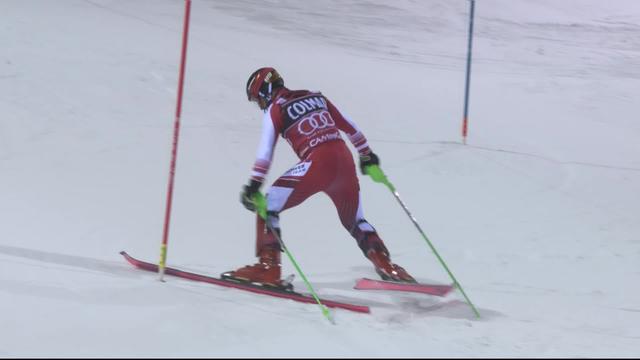 Madonna di Campiglio (ITA), slalom messieurs, 2e manche: Marcel Hirscher (AUT) part à la faute et offre la victoire à Daniel Yule!