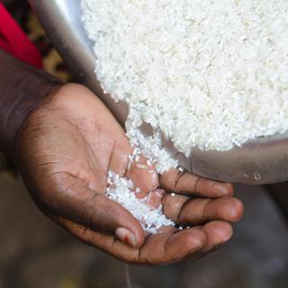 Une femme verse du riz dans sa main. [fotolia - Riccardo Niels Mayer]