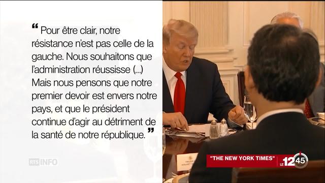 Le New York Times publie une tribune anonyme explosive, une charge contre le Président Donald Trump.