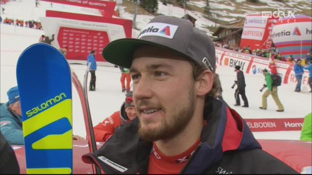 Adelboden (SUI), slalom masculin, 2e manche: la réaction de Luca Aerni (SUI)