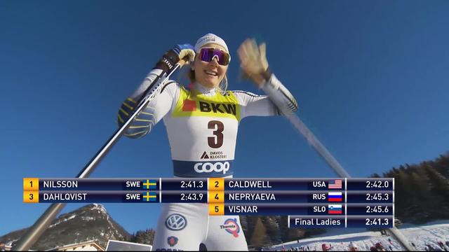 Davos (SUI), final du sprint dames: victoire de Nilsson (SUE) devant  Caldwell (USA) 2e et Dahlqvist (SUE) 3e