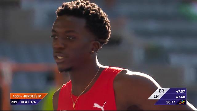 Athlétisme, 400m haies messieurs: second de sa série, Alain-Hervé Mfomkpa se qualifie pour les ½