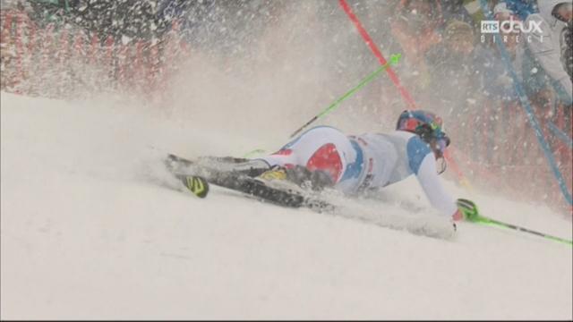 Kitzbuehel (AUT), slalom messieurs 2e manche: Luca Aerni (SUI) chute