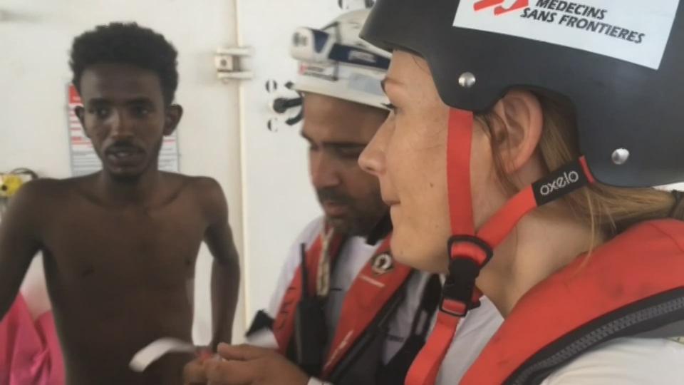 Opération de sauvetage de migrants à bord de l'Aquarius.