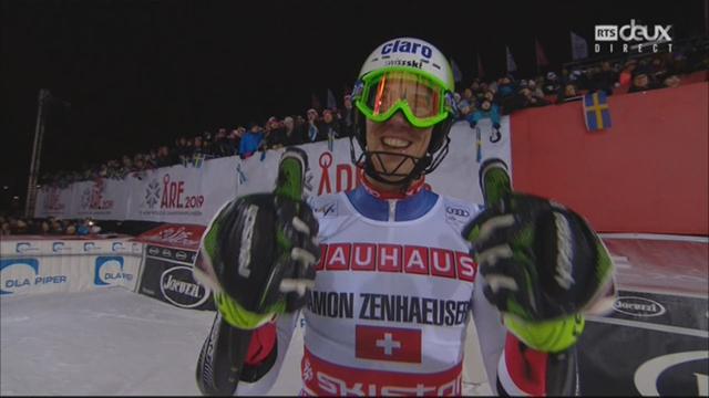 Slalom messieurs : Ramon Zenhaeusern (SUI) remporte la finale face à Andre Myhrer (SWE)