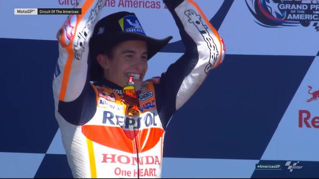 Moto GP, GP des États-Unis: la joie de Marquez (ESP) sur le podium