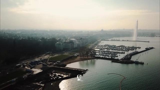 GE : La plages de Eaux-vives vue du ciel