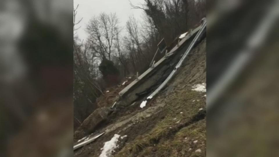 Glissement de terrain et coulées de boues dans les Alpes