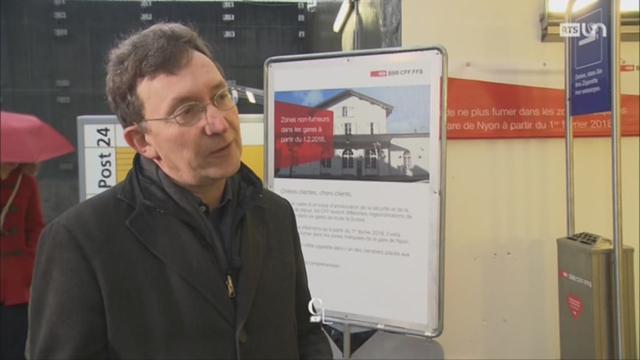 Interdiction de fumer - Gare de Nyon: les explications de Jean-Philippe Schmidt, porte-parole des CFF