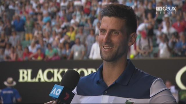 Messieurs, 2e tour: la réaction de Novak Djokovic après sa victoire sur Gael Monfils