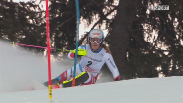 Lenzerheide (SUI), Slalom dames, 1re manche: la descente de Mélanie Meillard (SUI)