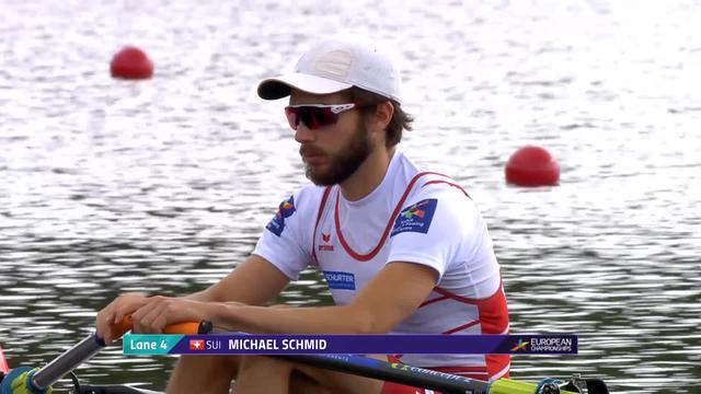 Aviron, skif poids léger messieurs: médaille d'or pour le Suisse, Michael Schmid