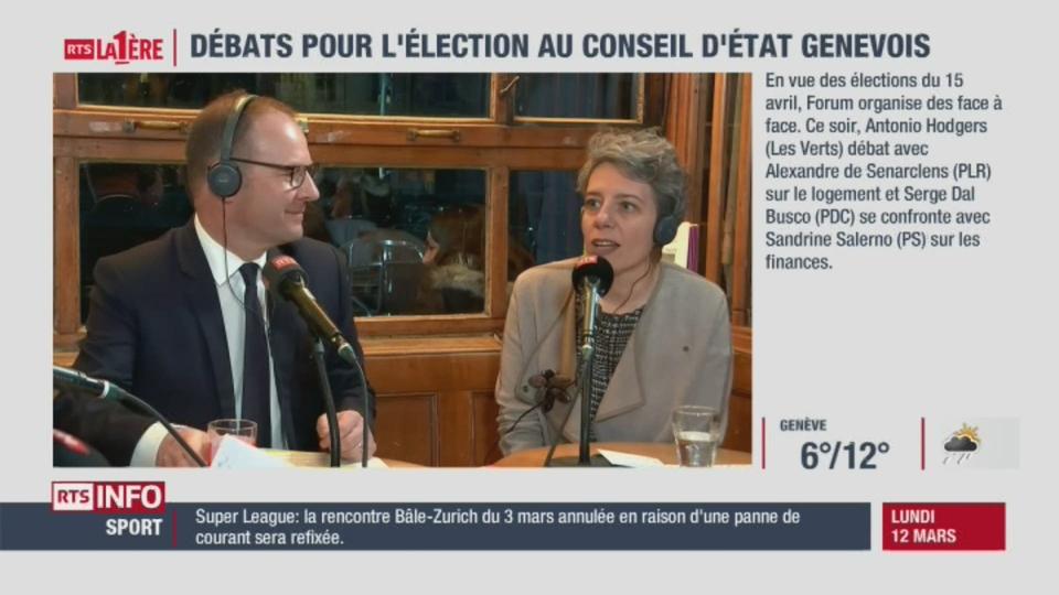 Elections cantonales genevoises : Le débat entre Serge Dal Busco (PDC) et Sandrine Salerno (PS)