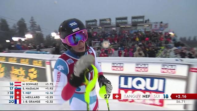 Levi (FIN) slalom messieurs, 1re manche: Tanguy Nef (SUI) à +2.16