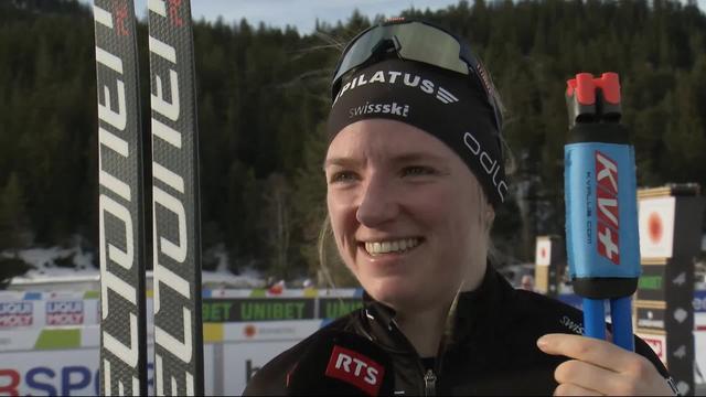 Seefeld (AUT), 10km dames: Nadine Faehndrich (SUI) à l'interview