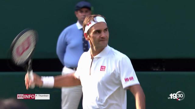 À Wimbledon, Federer signe sa 100e victoire sur le gazon londonien face à Nishikori.