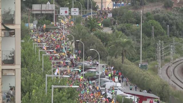 Manifestation et greve en Catalogne