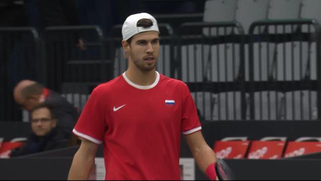 1er tour, Suisse – Russie, match 2 (3-6, 5-7): la Russie mène 2-0 après la victoire de Khachanov sur Hüsler