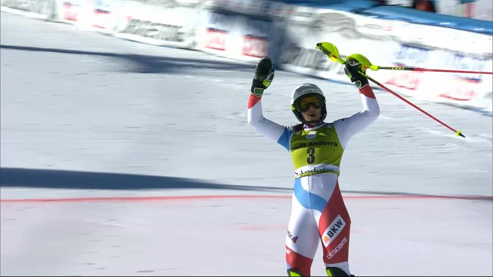 Soldeu (AND), Slalom dames, 1re manche: 1re place provisoire pour Holdener (SUI)