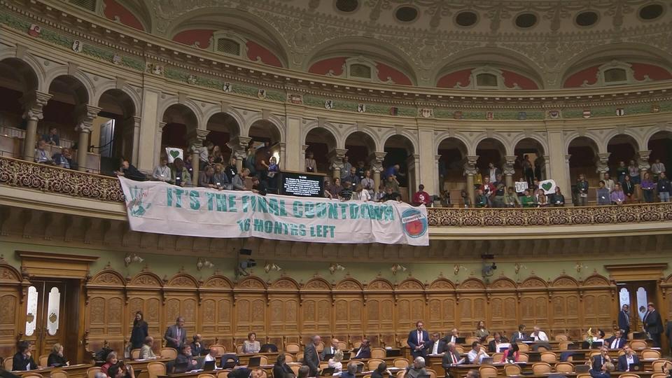 Manifestation de jeunes pour le climat au Parlement