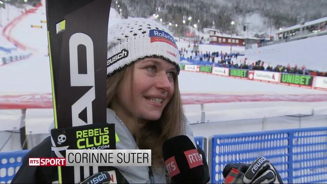 Are (SWE), Super G dames: l’émotion de Corinne Suter après sa médaille de bronze