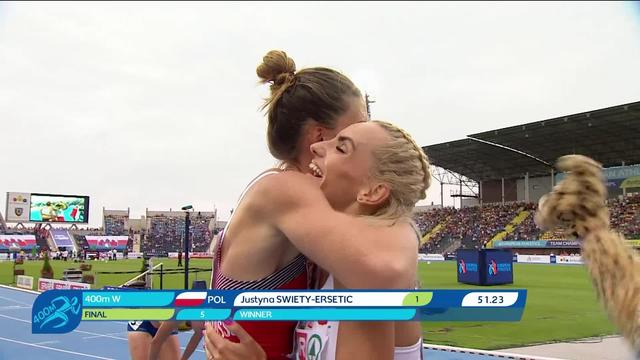 Bydgoszcz (POL), 400m dames: belle 2e place de Sprunger (SUI) derrière Swiety-Ersetic (POL)
