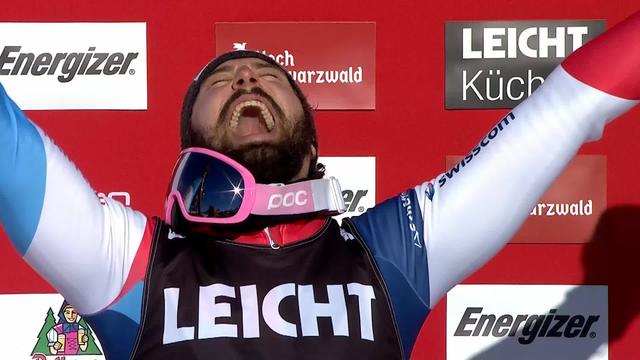 Feldberg (GER), Skicross, finale messieurs: l'émotion de Regez (SUI) sur le podium pour sa première victoire