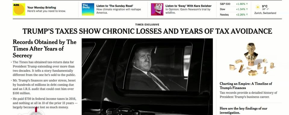 Présidentielle américaine: le New York Times publie 20 ans de données fiscales concernant Donald Trump à 2 jours du grand débat