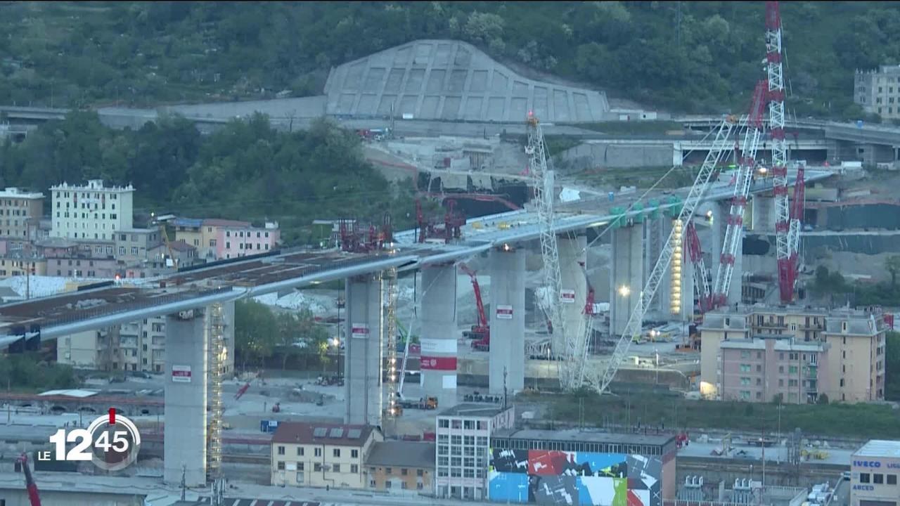 Reconstruction du pont Morandi de Gênes en un temps record. Les premiers véhicules devraient le franchir dès juillet 2020.