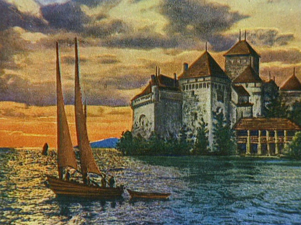 Carte postale du Château de Chillon en 1999. [RTS]