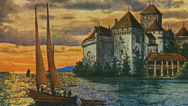 Carte postale du Château de Chillon en 1999. [RTS]