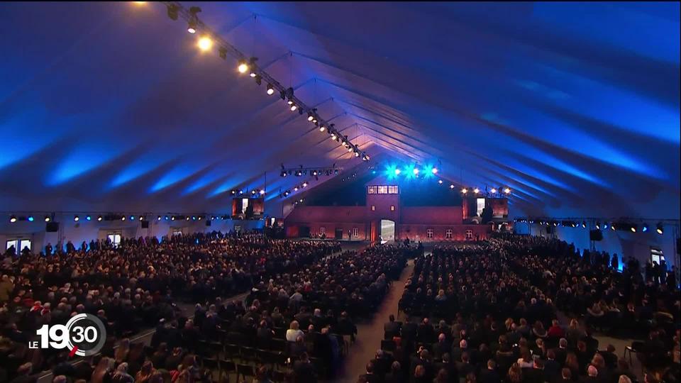 75 ans de la libération d'Auschwitz. Commémoration en présence de survivants et invités officiels.