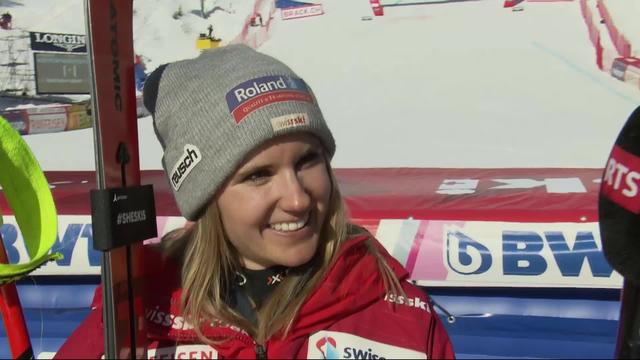 Crans-Montana (SUI), descente dames: Joana Hählen au micro de RTSsport après la descente