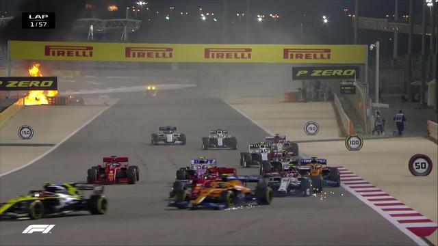 GP de Bahreïn: gros accident de Grosjean (FRA) qui s'en sort indemne