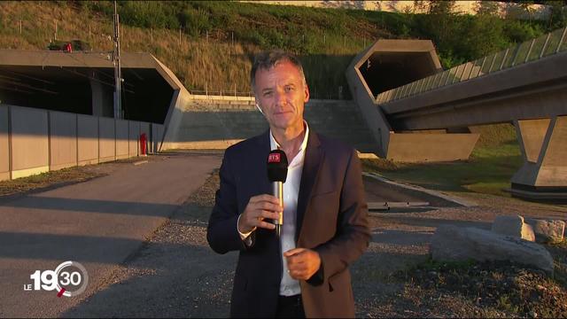 Nicolas Rossé commente sur place à Camorino (TI) l'achèvement des NLFA avec l'ouverture du tunnel de base du Ceneri