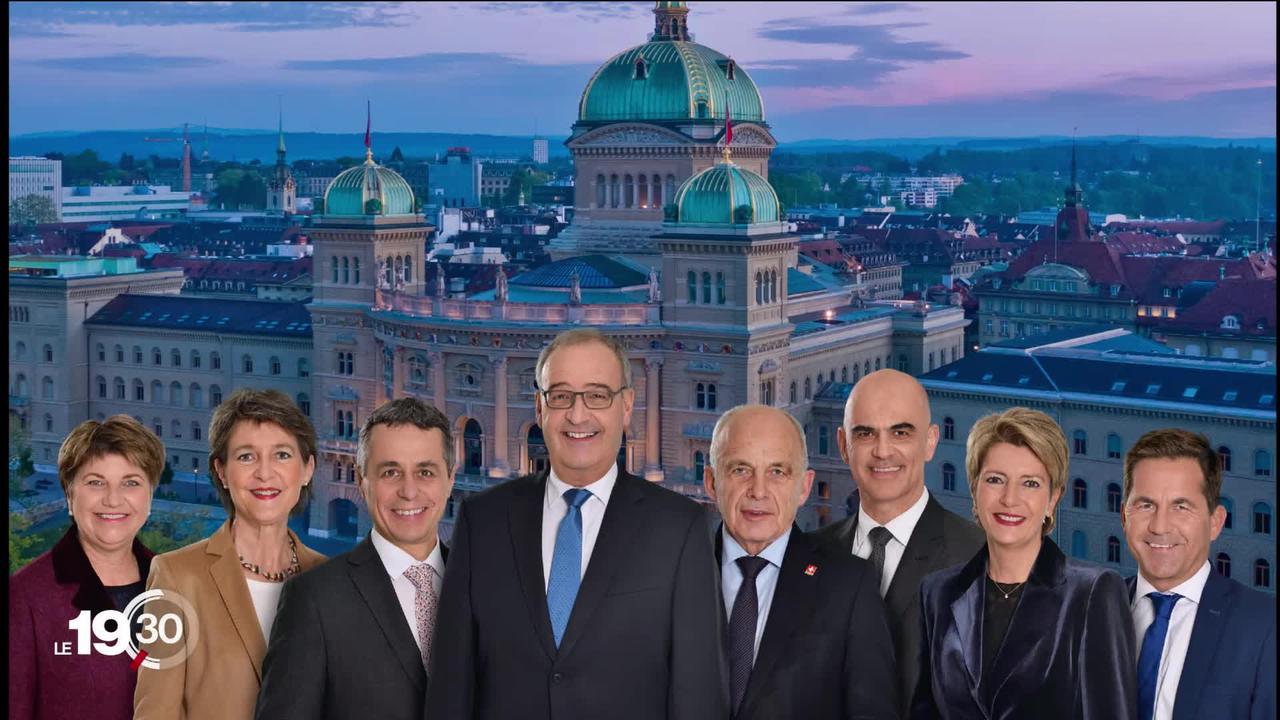 Publication de la photo officielle du Conseil fédéral. Les 7 sages posent devant le palais fédéral