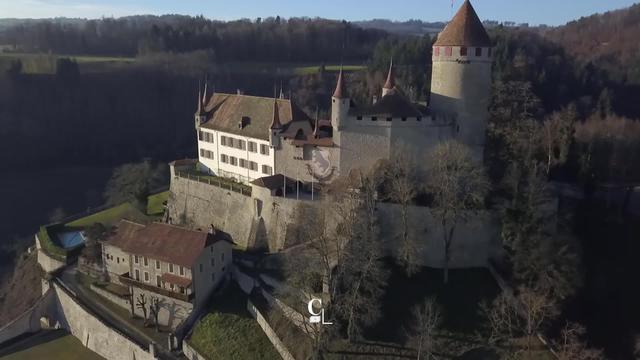 Le château de Lucens vu du ciel