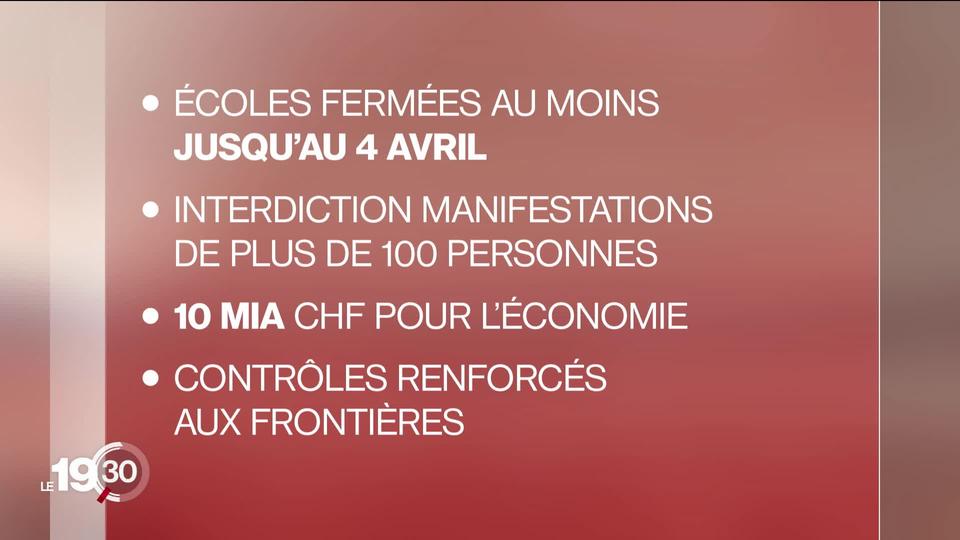 Le Conseil fédéral ferme toutes les écoles et interdit les rassemblements de plus de 100 personnes.