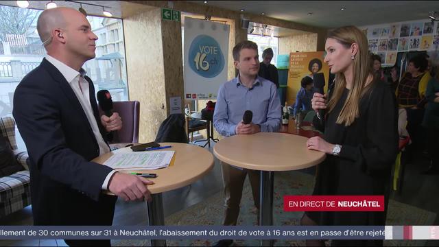 Neuchâtel: réactions sur le vote sur le droit de vote à 16 ans avec Baptiste Hunkeler et de Béatrice Haeny
