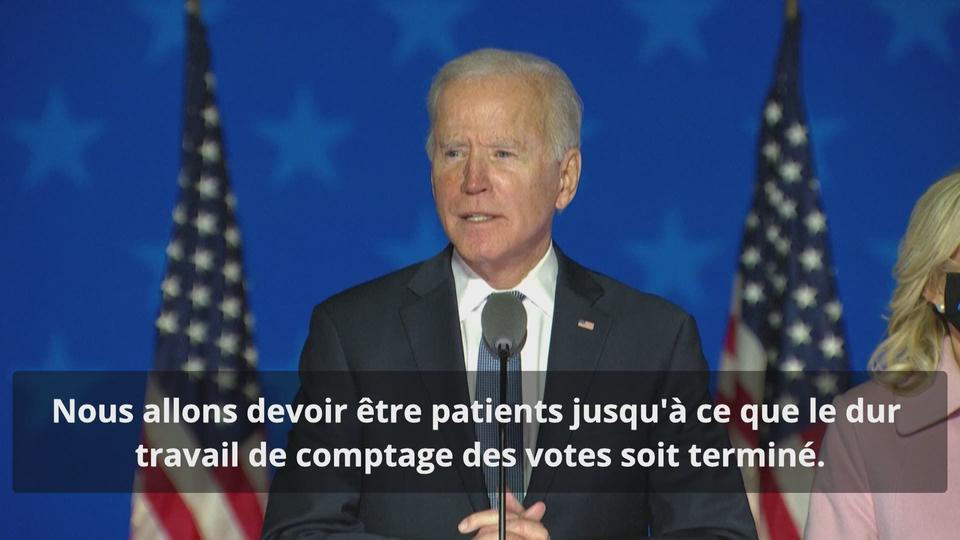 Le premier discours de Joe Biden appelant à la patience