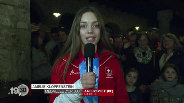 JOJ 2020: Retour triomphal à la Neuveville pour la skieuse Amélie Klopfenstein et ses 3 médailles.