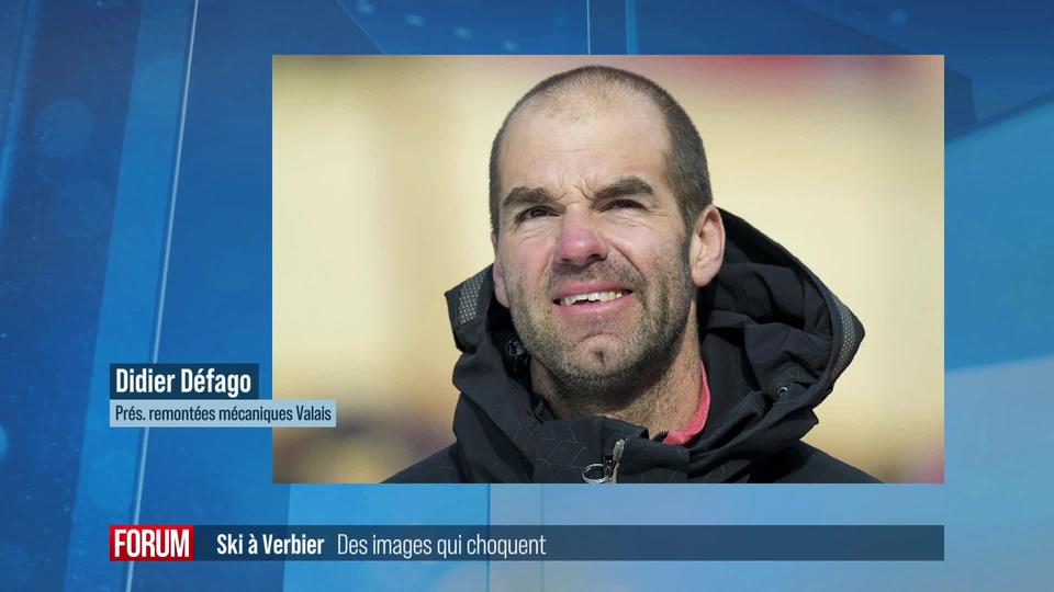 Cohue de skieurs au départ de Téléverbier: interview de Didier Défago