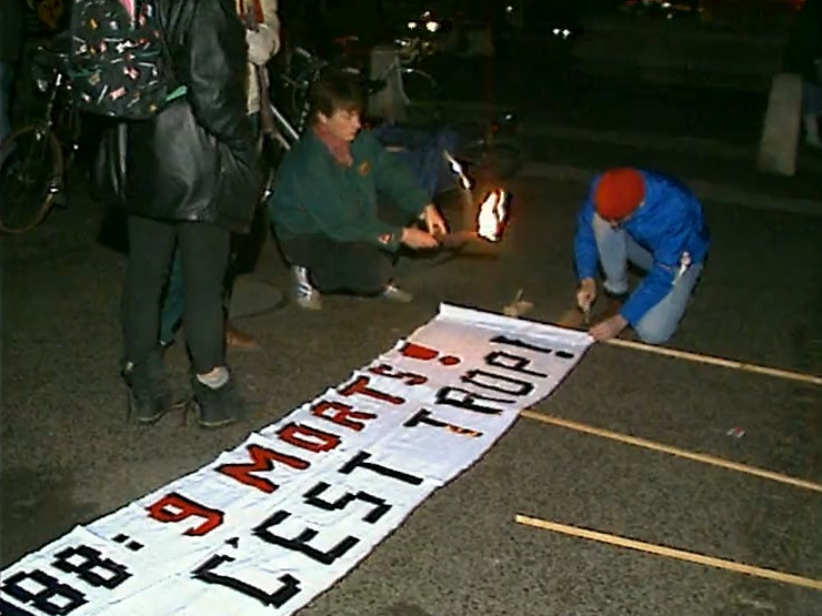 Manifestation de l'ASPIC pour plus de sécurité pour les cyclistes [Capture d'écran RTS archives.]