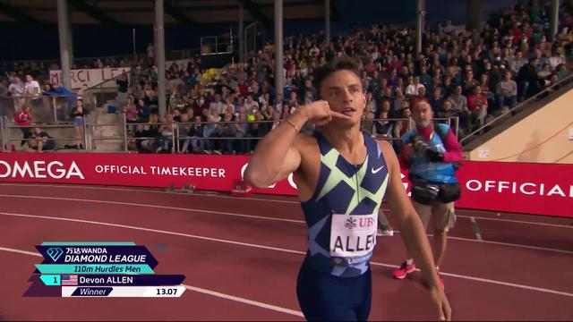 Athletissima, 110m haies messieurs: record de Suisse pour Joseph (SUI) qui termine 2e derrière Allen (USA)