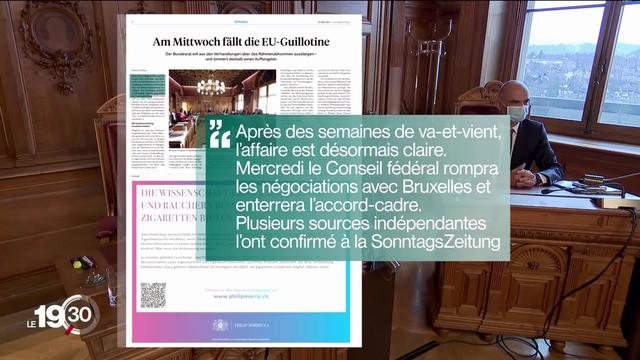 Suisse-UE: le Conseil fédéral pourrait enterrer l'accord-cadre dans les prochains jours selon la presse dominicale.