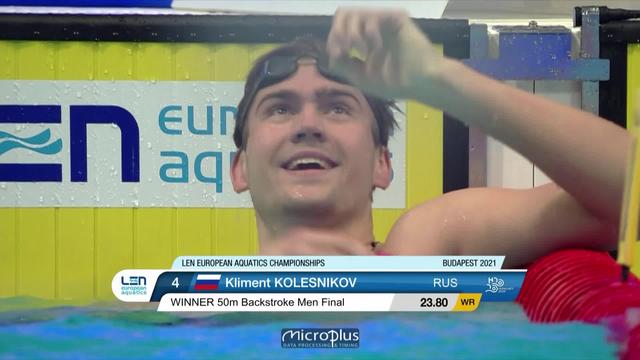 50m papillon messieurs, finale: Kolesnikov (RUS) établi un nouveau record du monde