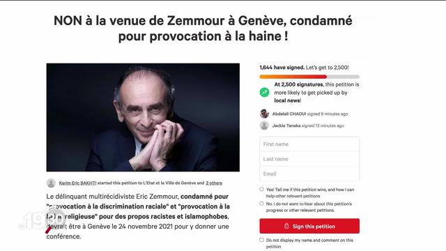 Le polémiste Eric Zemmour se rendra à Genève le 24 novembre pour présenter son dernier livre. Crispations au bout du lac.