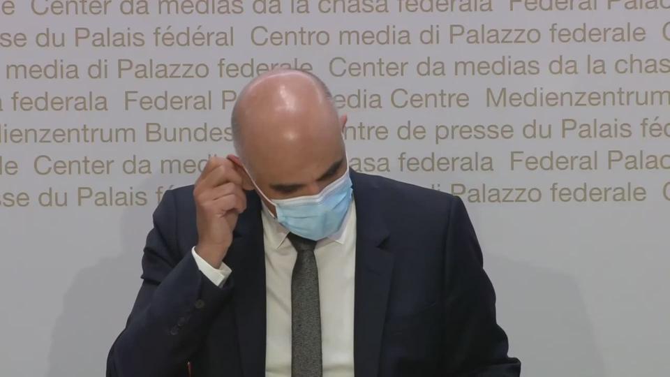 Alain Berset pendant la conférence de presse du 21 avril